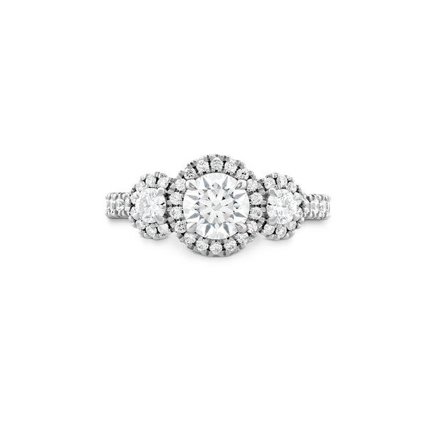 HEARTS ON FIRE 'INTEGRITY' 18CT WHITE GOLD 0.705CT DIAMOND TRILOGY HALO RING (Image 1)