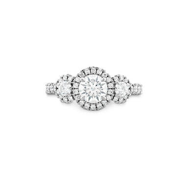HEARTS ON FIRE 'INTEGRITY' 18CT WHITE GOLD 0.705CT DIAMOND TRILOGY HALO RING