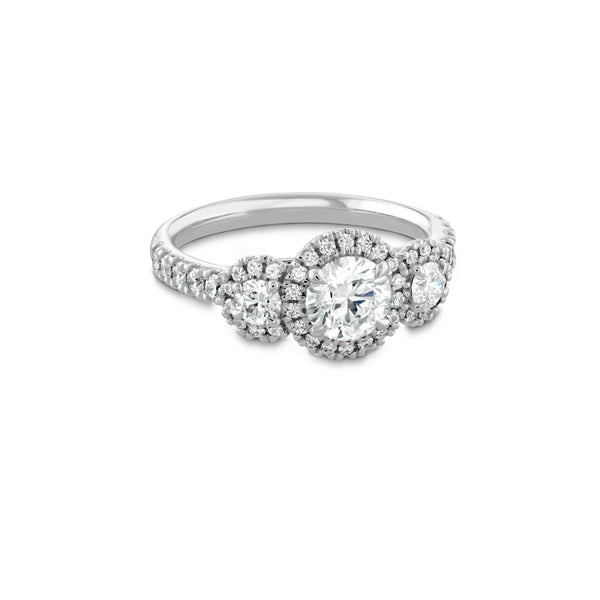 HEARTS ON FIRE 'INTEGRITY' 18CT WHITE GOLD 0.705CT DIAMOND TRILOGY HALO RING (Image 2)