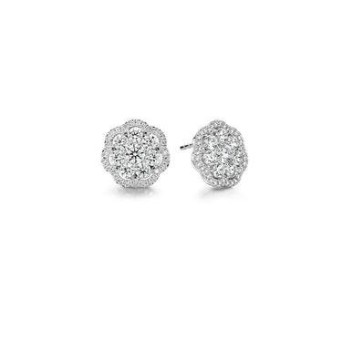 HEARTS ON FIRE 'AURORA CLUSTER' 18CT WHITE GOLD CLUSTER DIAMOND EARRINGS