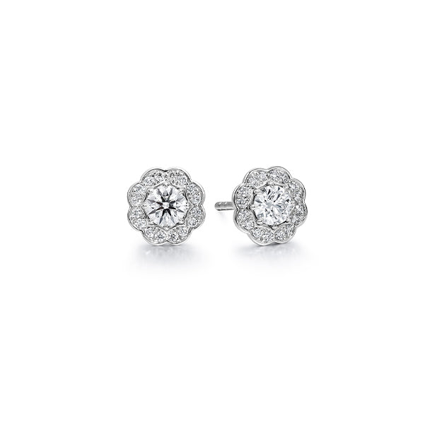 HEARTS ON FIRE 'LORELEI' 18CT WHITE GOLD DIAMOND HALO STUD EARRINGS