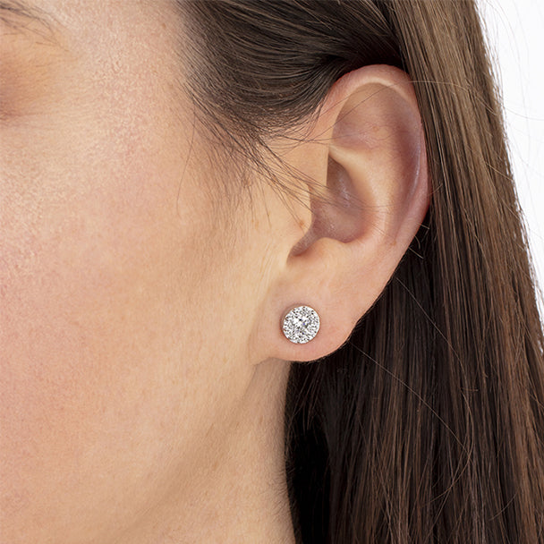 Diamond stud store earrings with halo