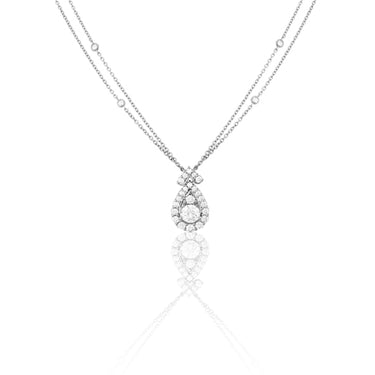 HEARTS ON FIRE 'AERIAL VICTORIAN' 18CT WHITE GOLD DIAMOND HALO DROP PENDANT NECKLACE