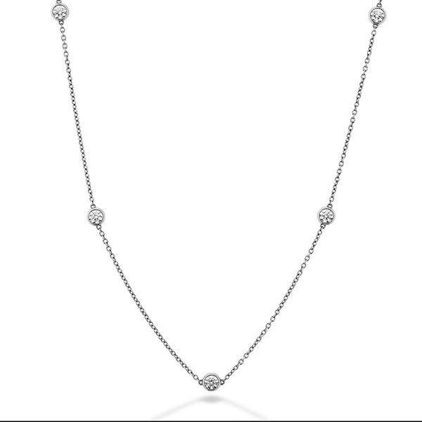 HEARTS ON FIRE 'SIGNATURE' 18CT WHITE GOLD BEZELS BY THE YARD 5 STONE DIAMOND NECKLACE (Image 1)