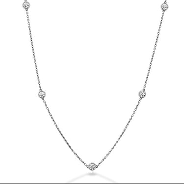 HEARTS ON FIRE 'SIGNATURE' 18CT WHITE GOLD BEZELS BY THE YARD 5 STONE DIAMOND NECKLACE