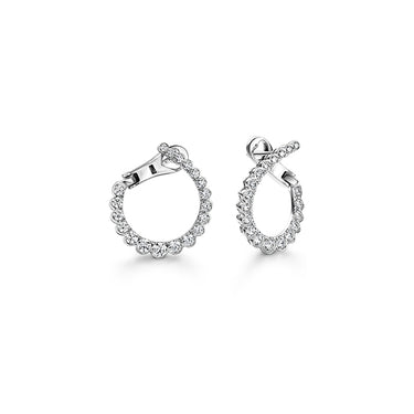 HEARTS ON FIRE 'AERIAL REGAL' 18CT WHITE GOLD SMALL DIAMOND HOOP EARRINGS