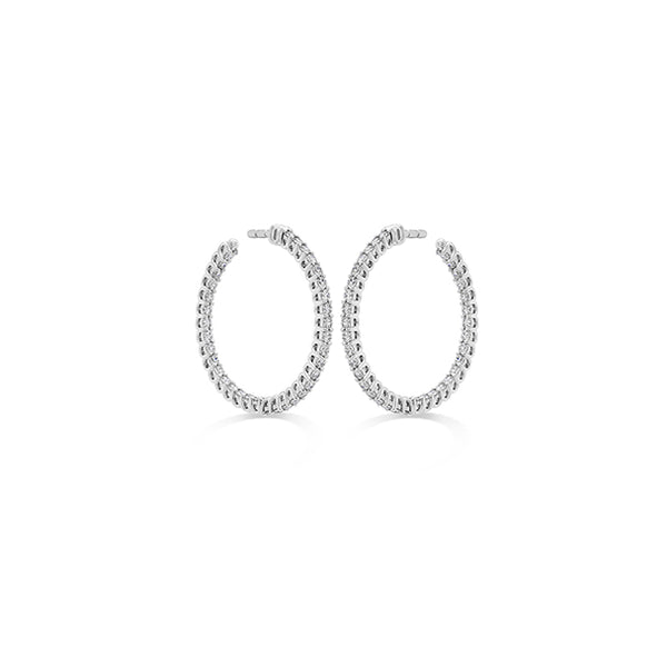 HEARTS ON FIRE 'SIGNATURE' 18CT WHITE GOLD 0.91CT INSIDE OUT SMALL HOOP EARRINGS (Image 1)