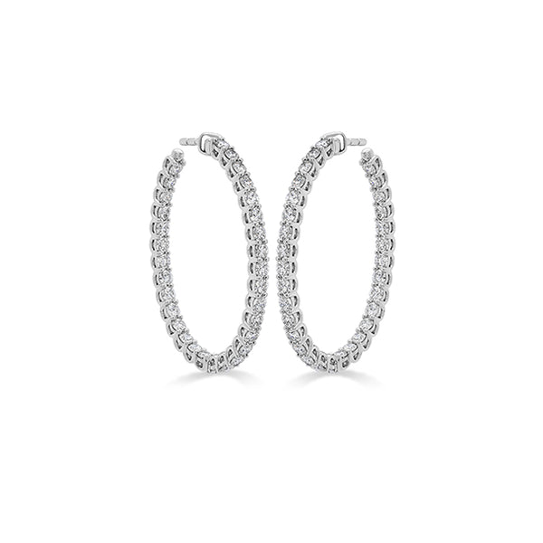 HEARTS ON FIRE 'SIGNATURE' 18CT WHITE GOLD 2.70CT OVAL DIAMOND HOOP EARRINGS (Image 1)