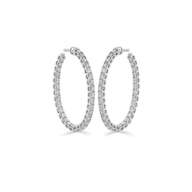 HEARTS ON FIRE 'SIGNATURE' 18CT WHITE GOLD 2.70CT OVAL DIAMOND HOOP EARRINGS