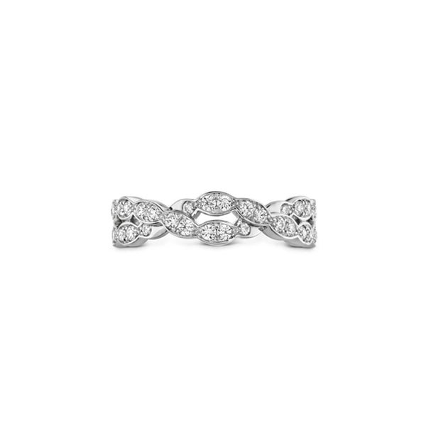 HEARTS ON FIRE LORELEI FLORAL 18CT WHITE GOLD DIAMOND DOUBLE TWIST BAND (Image 1)