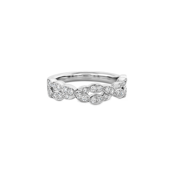 HEARTS ON FIRE LORELEI FLORAL 18CT WHITE GOLD DIAMOND DOUBLE TWIST BAND (Image 2)