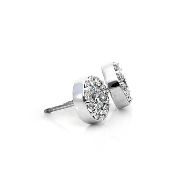 HEARTS ON FIRE 'FULFILLMENT' 18CT WHITE GOLD 1.98CT ROUND HALO DIAMOND STUD EARRINGS (Image 2)