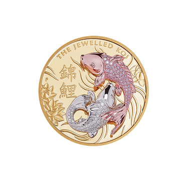 1.26CT ARGYLE PINK DIAMOND JEWELLED KOI 10OZ GOLD COIN