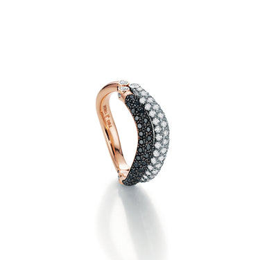 JORG HEINZ '2 PLAY' 18CT WHITE AND ROSE GOLD BLACK AND WHITE DIAMOND RING