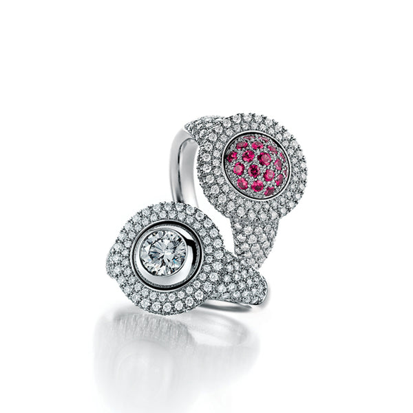 JORG HEINZ E-MOTION WHITE GOLD DIAMOND AND PINK SAPPHIRE RING (Image 1)