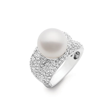 ADORED PEARL RING WITH DIAMONDS