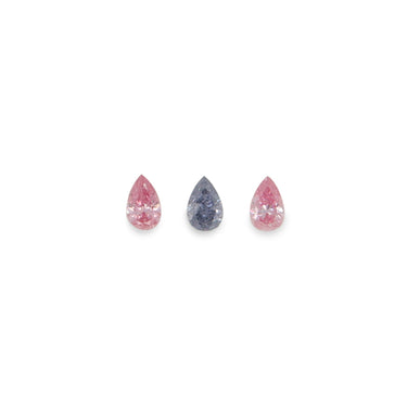 0.15CT = 3 X FANCY INTENSE VIOLETISH GREY (X2) AND FANCY INTENSE PINK (X1)/SI1 PEAR SHAPED ARGYLE PINK DIAMONDS - IGI COLLECTORS EDITION