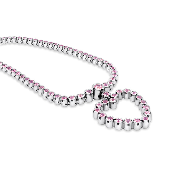 FIESSLER 18CT WHITE GOLD PINK SAPPHIRE NECKLACE (Image 3)