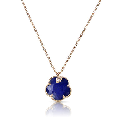 PASQUALE BRUNI 'PETIT JOLI' 18CT ROSE GOLD ROCK CRYSTAL AND LAPIS LAZULI DOUBLET WHITE AND CHAMPAGNE DIAMOND NECKLACE