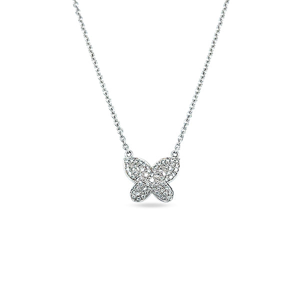 'BUTTERFLY' 18CT WHITE GOLD PAVE DIAMOND NECKLACE