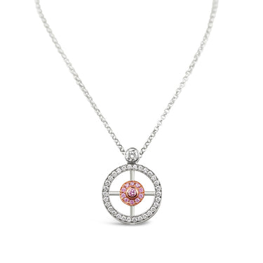 ARGYLE PINK DIAMOND AND DIAMOND NECKLACE SET IN 18CT ROSE AND WHITE GOLD