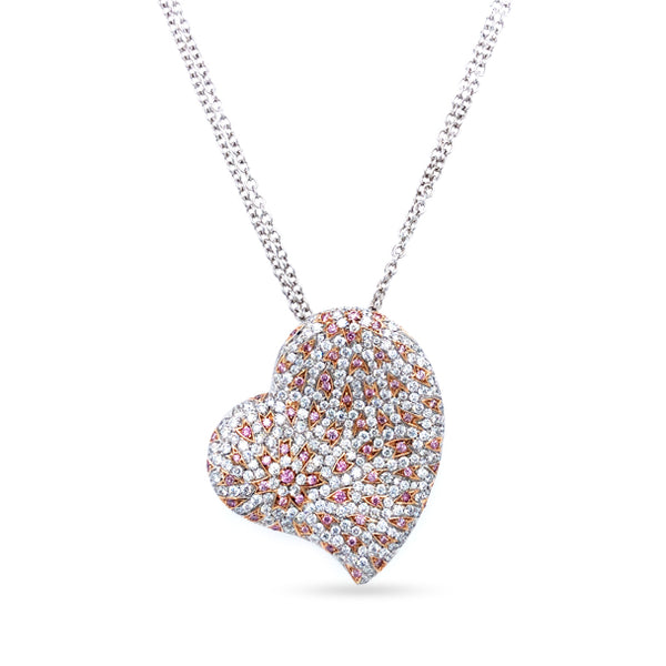 18CT WHITE GOLD AND 18CT ROSE GOLD ARGYLE PINK DIAMOND AND WHITE DIAMOND HEART SHAPED PENDANT (Image 3)