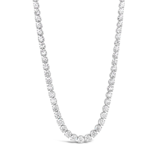 18CT WHITE GOLD GRADUATING CLAW SET DIAMOND LINE NECKLACE (Image 1)