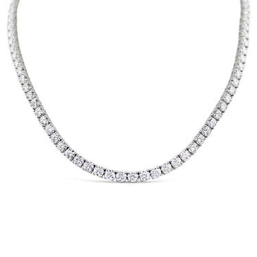 18CT WHITE GOLD 26.64CT DIAMOND LINE NECKLACE WITH 18CT ROSE GOLD AND ARGYLE PINK DIAMOND CLASP