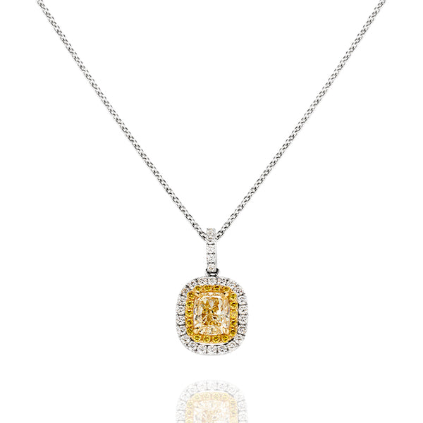 PLATINUM & 18CT YELLOW GOLD FANCY YELLOW DIAMOND PENDANT (Image 1)
