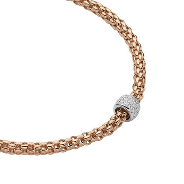 FOPE 'SOLO' 18CT ROSE GOLD AND 18CT WHITE GOLD PAVE SET DIAMOND RONDELLE NECKLACE