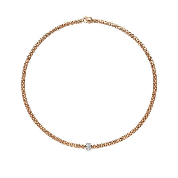 FOPE 'SOLO' 18CT ROSE GOLD AND 18CT WHITE GOLD PAVE SET DIAMOND RONDELLE NECKLACE (Image 2)