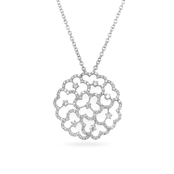 NEW ITALIAN ART 'FLORAL' 18CT WHITE GOLD DIAMOND NECKLACE (Image 2)