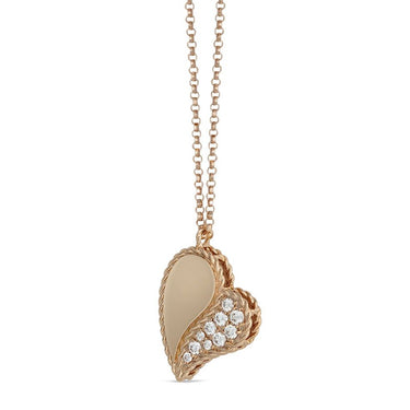 ROBERTO COIN 'GOLD TREASURES' PRINCESS HEART 18CT ROSE GOLD AND DIAMOND HEART NECKLACE