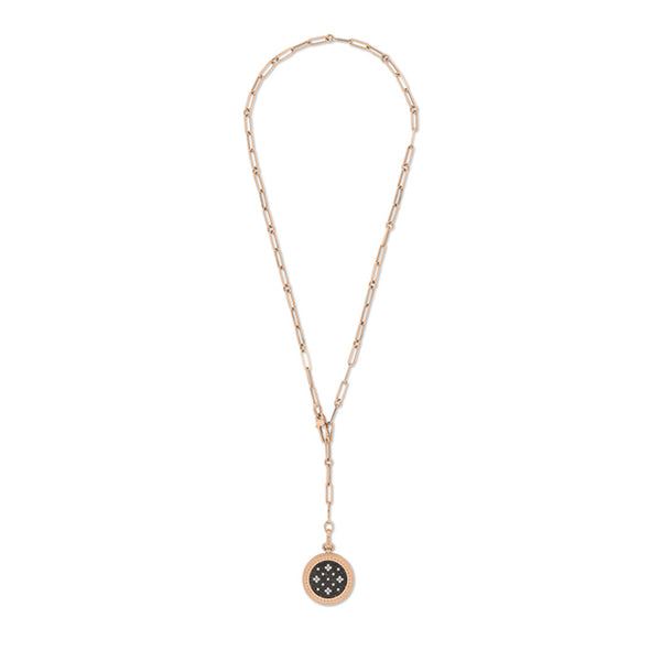 ROBERTO COIN 'VENETIAN PRINCESS' 18CT ROSE GOLD BLACK AND WHITE DIAMOND DETACHABLE PENDANT ON PAPER CLIP LINKED CHAIN (Image 2)
