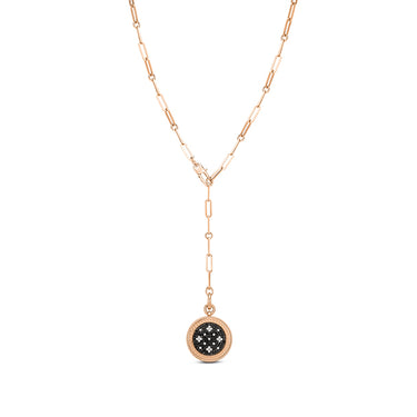 ROBERTO COIN 'VENETIAN PRINCESS' 18CT ROSE GOLD BLACK AND WHITE DIAMOND DETACHABLE PENDANT ON PAPER CLIP LINKED CHAIN