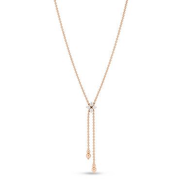 ROBERTO COIN 'LOVE IN VERONA' 18CT ROSE GOLD LARIAT STYLE DIAMOND NECKLACE