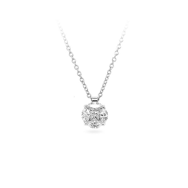 NEW ITALIAN ART 'INVISIBLE' 18CT WHITE GOLD PRINCESS AND MARQUISE CUT DIAMOND NECKLACE (Image 2)