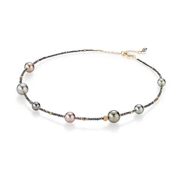 GELLNER 'CASTAWAY ESSENTIALS' 18CT ROSE GOLD BLACK AND BROWN DIAMOND BEAD AND TAHITIAN PEARL NECKLACE (Image 1)