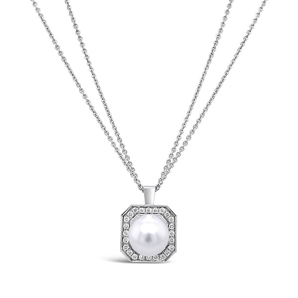 KAILIS 18CT WHITE GOLD SOUTH SEA PEARL AND DIAMOND DECADENCE PENDANT (Image 1)