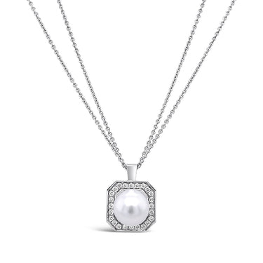 KAILIS 18CT WHITE GOLD SOUTH SEA PEARL AND DIAMOND DECADENCE PENDANT