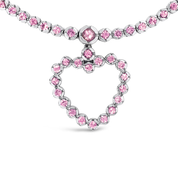 FIESSLER 18CT WHITE GOLD PINK SAPPHIRE HEART PENDANT (Image 1)