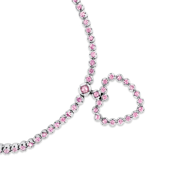 FIESSLER 18CT WHITE GOLD PINK SAPPHIRE HEART PENDANT (Image 2)