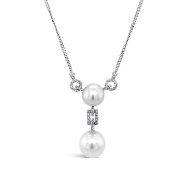 18CT WHITE GOLD SOUTH SEA PEARL AND DIAMOND NECKLACE