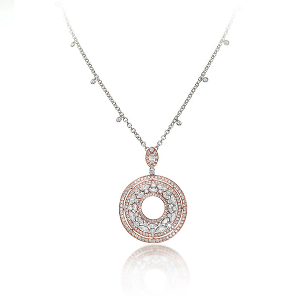 18CT ROSE AND WHITE GOLD PICCHIOTTI DIAMOND SET CIRCULAR NECKLACE (Image 2)