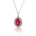 18CT WHITE AND ROSE GOLD RUBELLITE SAPPHIRE AND DIAMOND OVAL SHAPED PENDANT (Thumbnail 2)