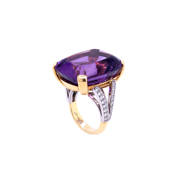41.3CT CUSHION CUT AMETHYST AND DIAMOND COCKTAIL RING (Image 4)