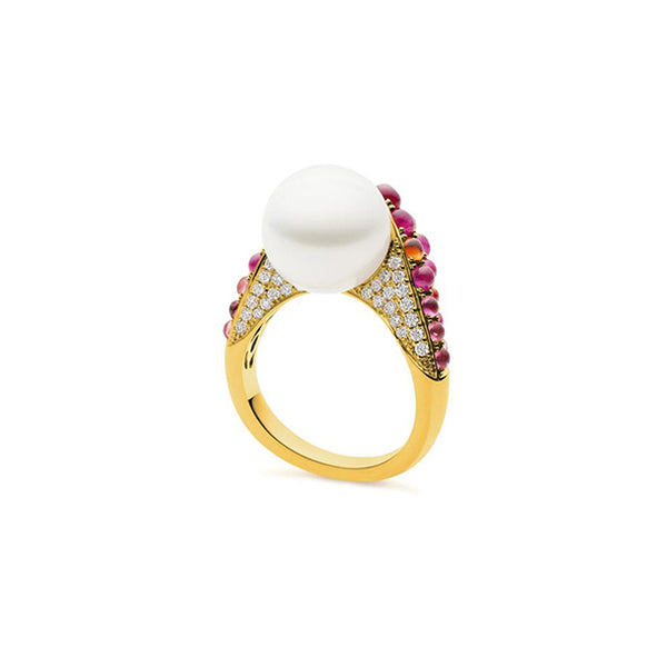 KAILIS 'AURORA DANCE' 18CT YELLOW GOLD AUSTRALIAN SOUTH SEA PEARL, DIAMOND, RUBY, SAPPHIRE AND TOURMALINE RING (Image 2)