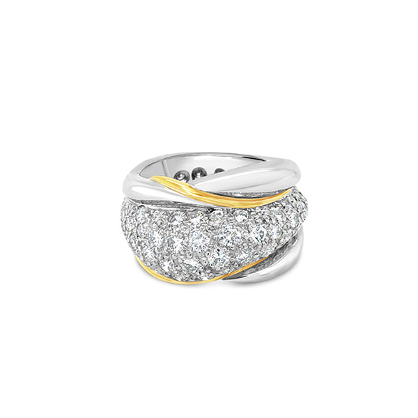18CT YELLOW & WHITE GOLD DIAMOND SET RING (Image 2)