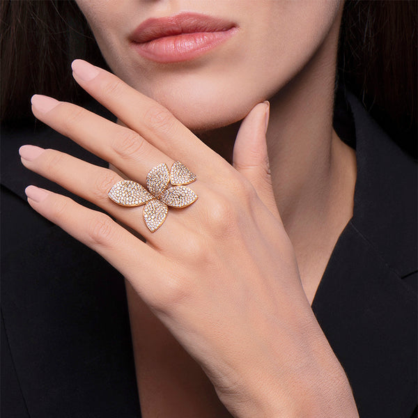 PASQUALE BRUNI 'GIARDINI SEGRETI' 18CT ROSE GOLD CHAMPAGNE & WHITE DIAMOND RING (Image 2)