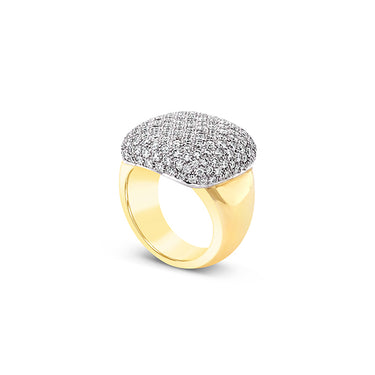 18CT YELLOW GOLD AND WHITE GOLD PAVE DIAMOND RING
